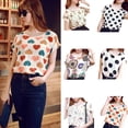 thumbnail image 4 of Camiseta estampada para mujer Camiseta casual de manga corta Camiseta de gasa suelta con cuello redondo sidaley FS11222-06, 4 of 7