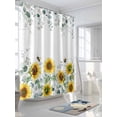 thumbnail image 3 of Yellow Sunflower Floral Shower Curtain, Sage Green Eucalyptus Leaf Bathroom Decor Curtains Set with Hooks, White Waterproof Fabric Home Accessories， Stall 48 X 72 Inch, 3 of 6
