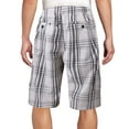thumbnail image 2 of Men's Plaid Checkered Multi Pocket Elastic Waist Lightweight Casual Cargo Shorts (13 White/Black, 2XL), 2 of 3