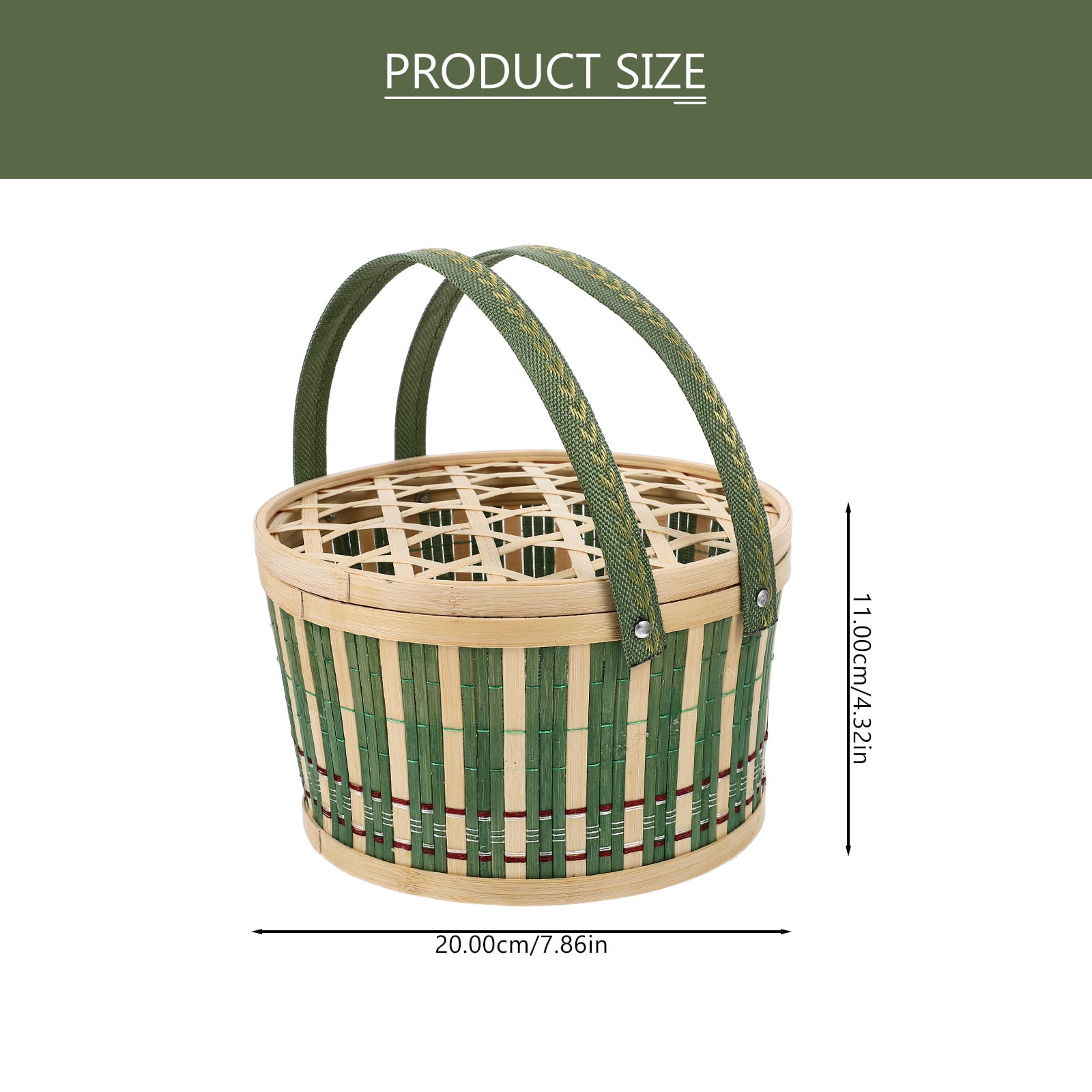 HAMPPLIES 2Pcs Decorative Bamboo Ware Woven Basket for Easter Party in .8x7.9x4.3in
