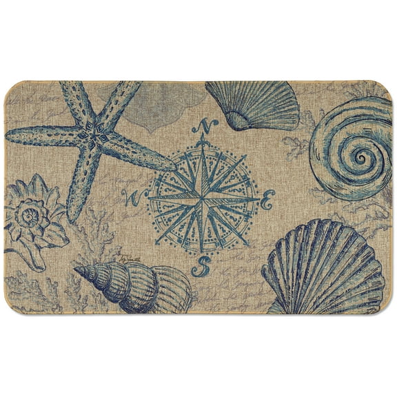 CounterArt "Coastal Sketch" Decorative Low Profile Indoor/Outdoor Floor Mat 29.5” by 17.75”.