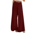 thumbnail image 3 of pstuiky Wide Leg Sweatpants, Solid Color Loose Long Palazzo Pants Pants with Pockets Trendy Gym Clothes Wine XXL, 3 of 7