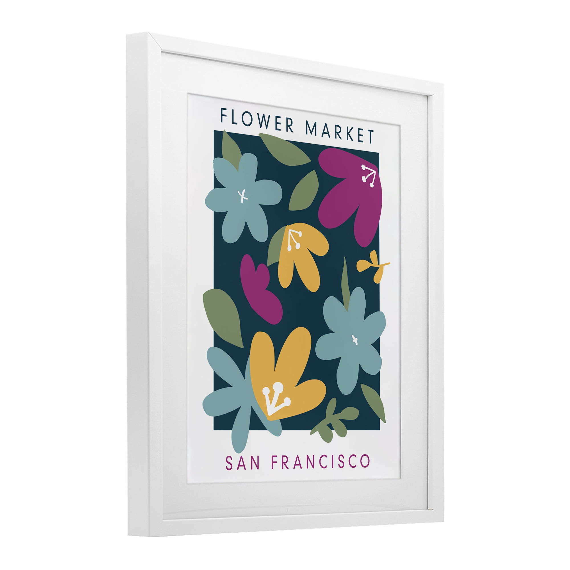 Stupell Industries Whimsical Flower Market White Framed Print Under Glass, design by Anna Quach