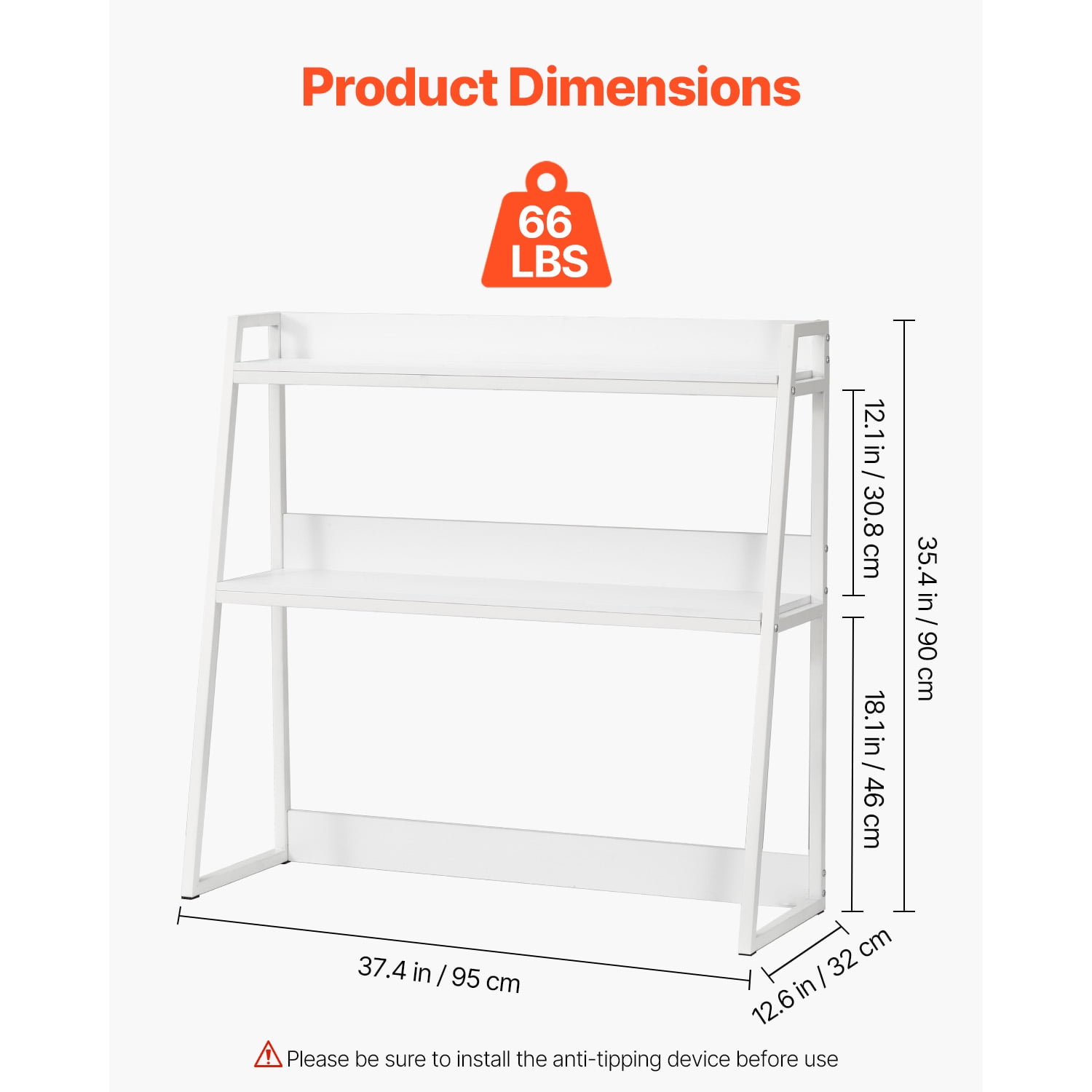 KFFKFF Tabletop Storage Racks, 2-Layer Desk Storage Solution, Holds up to 66lbs, 37.4" x 12.6" x 35.4", Office Desk Display Rack with Anti-Skid Foot Pads