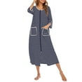 Womens Robes Dressing Gowns,Women Zipper Robe Short/Long Sleeve Housecoat Soft Zip Up Bathrobe