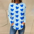 thumbnail image 1 of Meichang Chemises à Manches Longues pour Femmes Valentines Day Tops Vacances Col Rond Cœur T-Shirts Graphiques Tendance Ourlet Courbe Tunique Tops Grande Taille, 1 of 5