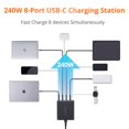 thumbnail image 2 of Cargador Multixel de 240W con 8 puertos GaN y hub USB-C con estuche, 2 of 6