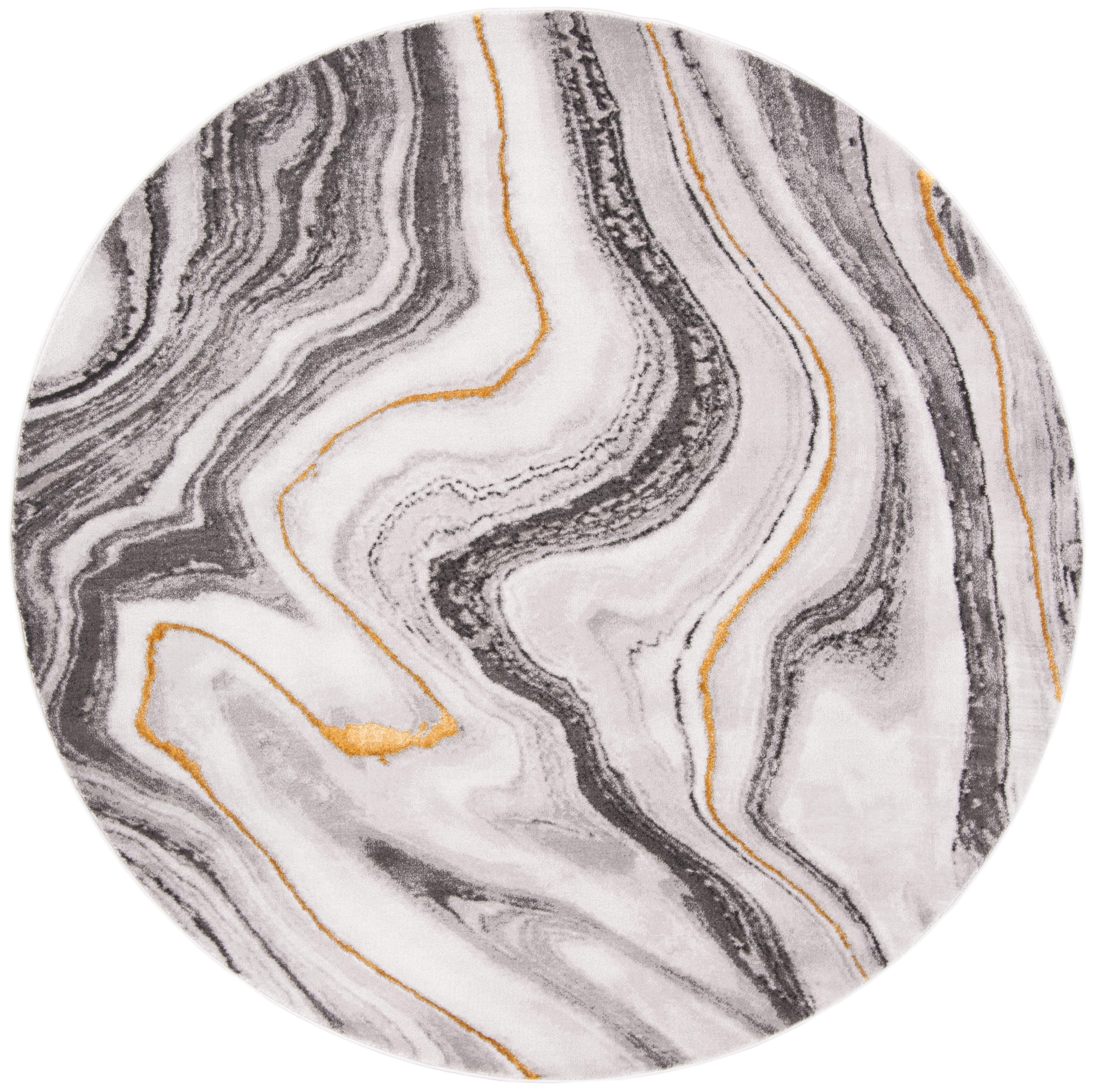 SAFAVIEH Craft Angjelko Abstract Area Rug, Grey/Gold, 5'3" x 5'3" Round