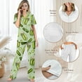 thumbnail image 4 of Yuyamidu Pickled Cucumber Women's 2-Piece Pajama Set Short Sleeve Nightshirt & Sleep Pants Soft Comfy PJs Loungewear, Green, 4 of 7