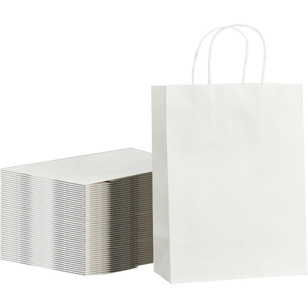 Bolsas de regalo METAPRINT, paquete de 100 unidades de papel con asas, 14,7 x 8,1 x 21 cm