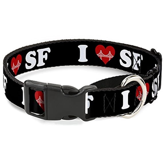 Buckle-Down MGC-W30962-L I "Heart Bridge" Sf Black White Red Martingale Dog Collar