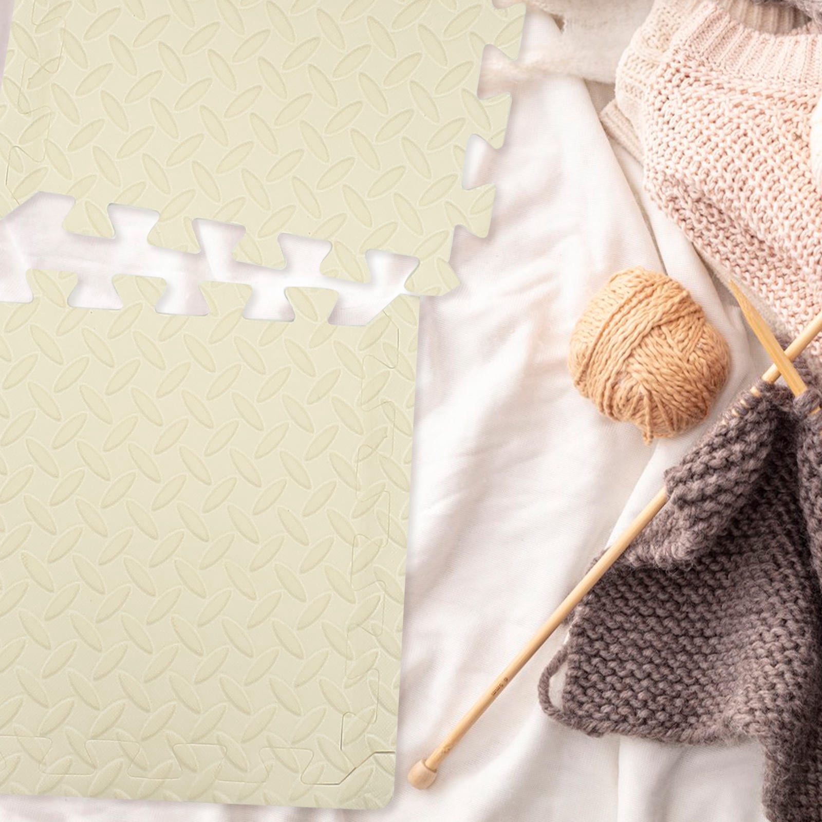 HONMEET 9Pcs Crochet Blocking Mats for Craft Enthusiasts Beige 11.79X11.79in