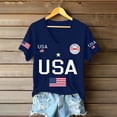 thumbnail image 2 of T Shirts for Women Gsakboxl Women Trendy V Neck Patriotic Tee 250th Anniversary American Flag Print Short Sleeve Fashion Casual Graphic T Shirt Ideal For Young Daily Holiday Womens Blouses S, 2 of 5