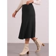 thumbnail image 4 of DARING DIVA Women's High Waist Fall Stretchy Fishtail Cable Knit Midi Skirts S Black, 4 of 6