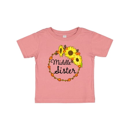 

Inktastic Middle Sister Sunflower Wreath Gift Baby Boy or Baby Girl T-Shirt