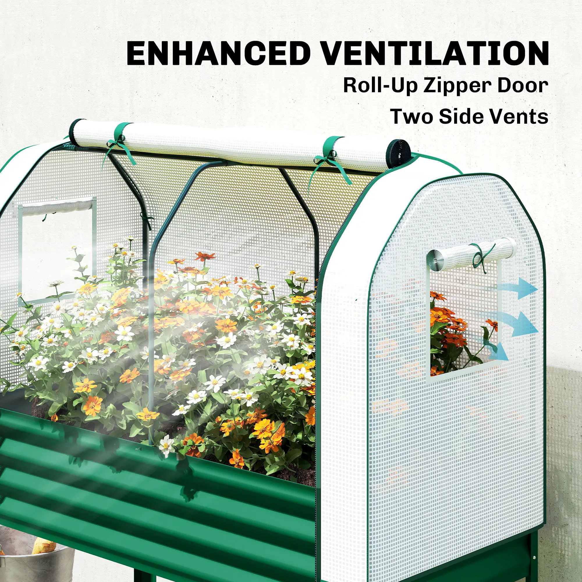 Raised Garden Bed with PE Greenhouse