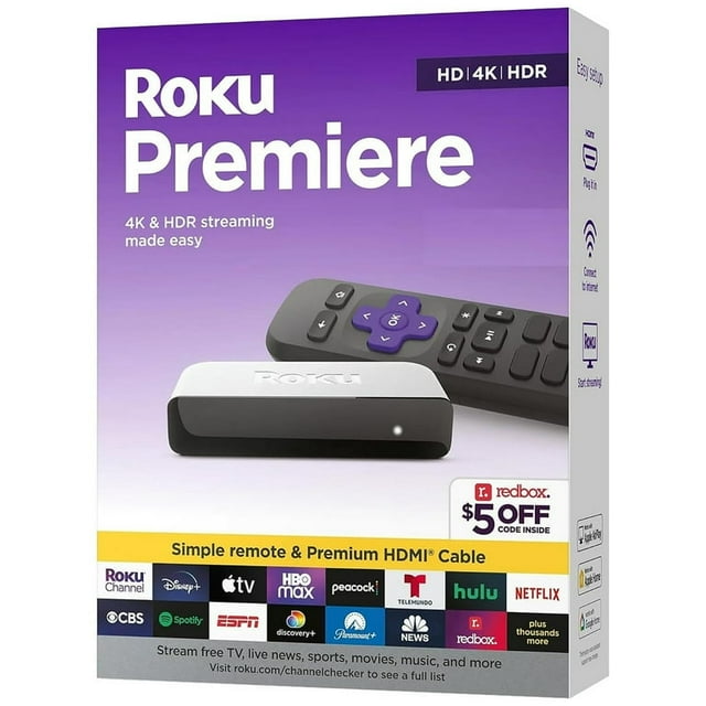 Reproductor multimedia premiere, Roku HD 4K HDR, 3920RW-SW; Negro con blanco (Reacondicionado)