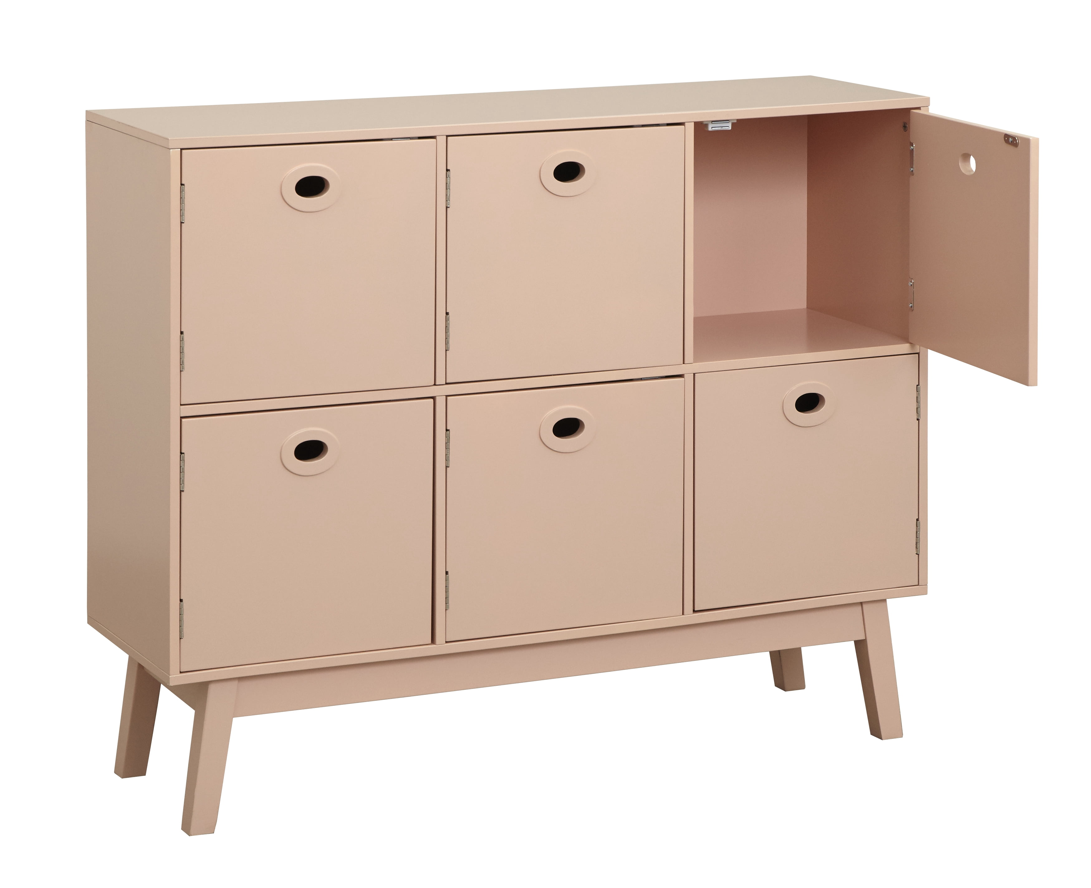 TMS Rhenzy 39" Wide Modern 6-Compartment Storage Cabinet, Pink