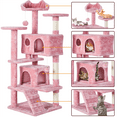 thumbnail image 4 of Alden Design 54.5" H Double Condo Cat Tree with Scratching Post Tower, Pink, 4 of 8