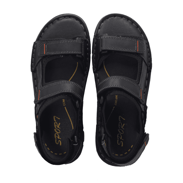 Men\'s Black 1 Sandals Leather Open Toe Beach Sandal Outdoor Sport Hiking Lopsie STREAMNATURE Men main image 4