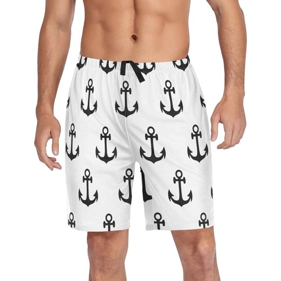 GZHJMY Anchor Pajama Pants Short for Men, Lounge Pants Lightweight Men Pajama Bottoms with Drawstring Pockets, Christmas New Year Birthday Gifts, X-Large