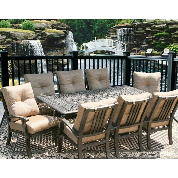 Outdoor Patio Furniture 9pc Dining Set for 8 Person with Rectangle