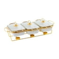 thumbnail image 3 of Elodie Chafing Dish for Buffet Serving Dish with Rack Buffet Server Luxury Rectangular Stripe White, 3 of 8