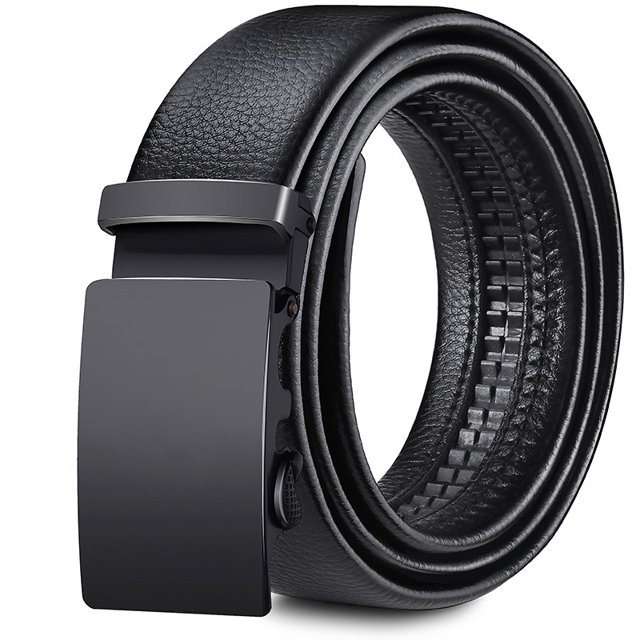 Cinturón de hombre, cinturón de cuero para hombre, cinturón de hebilla automática con trinquete ajustable - Regalos de Navidad para hombres Idea de regalo original TUNC Sencillez