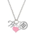 thumbnail image 1 of Delight Jewelry Silvertone Small Gelato Script Initial - W - Light Pink Heart Nurse Strong Zoe Necklace, 1 of 4