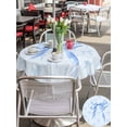 thumbnail image 5 of Outdoor Tablecloths with Umbrella Hole & Zipper, Cute Bow Round Tablecloth 54 Inch, Blue Bowknot Minimalist Solid Color Waterproof Table Cloth, Patio/Pool/Picnic Table Covers, 5 of 8