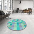 thumbnail image 4 of Ahgly Company Machine Washable Indoor Round Transitional Blue Koi Blue Area Rugs, 8' Round, 4 of 7