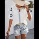 thumbnail image 5 of Blusas de Verano para Mujer, Blusas Florales Bordadas con Mangas Abullonadas, Cuello en V, Estilo Bohemio, Informal Albaricoque L, 5 of 7