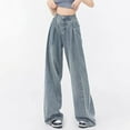 thumbnail image 2 of Fashion Wide Leg Jeans for Women Elastic High Waisted Pull On Pants, 2 of 4