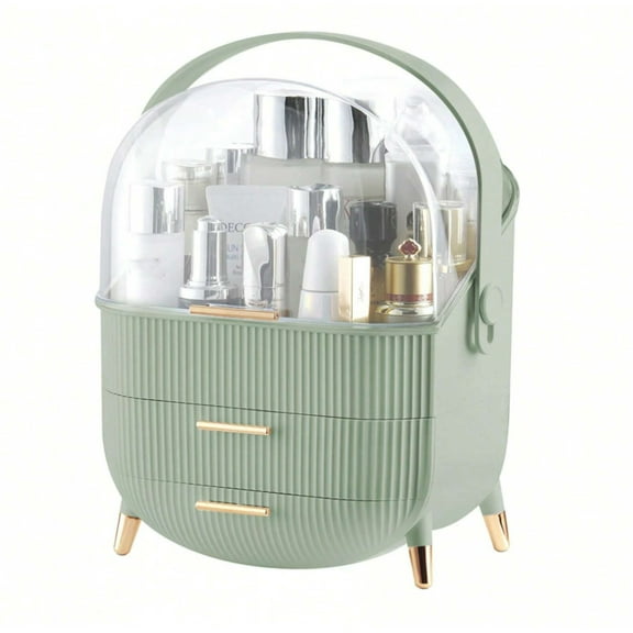 JQDWMDLX Cosmetics Skincare Organizers with Lid and Drawers, Cosmetic Display Cases for Countertop, Bathroom, Dresser, Ideal Gifts for Women,light green