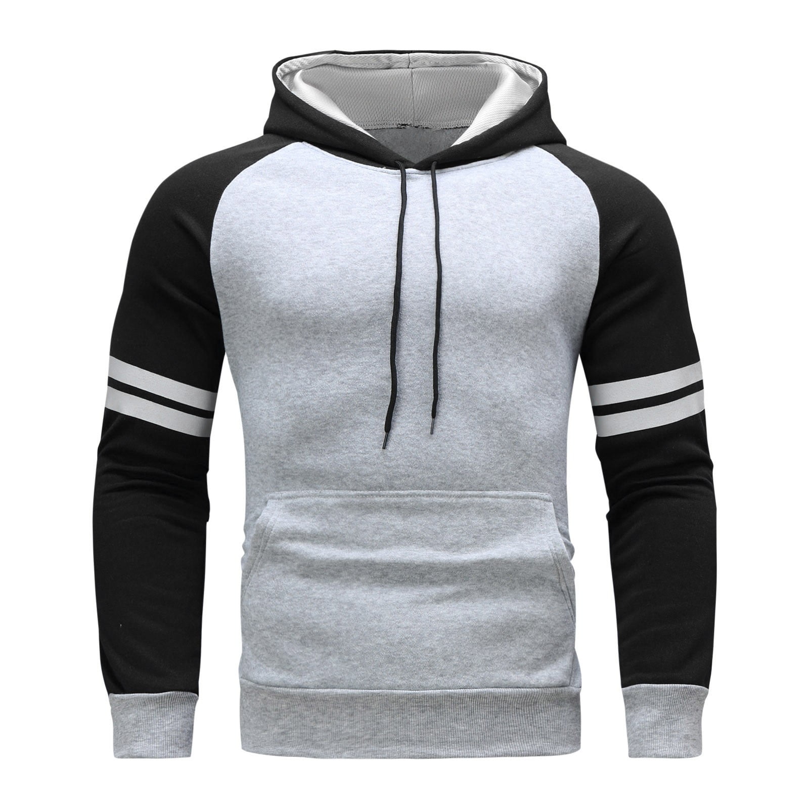 PMUYBHF Male Men s Pullover Hoodies 3X Men s Autumn and Winter Sports and Leisure Striped Color Block Sweater Hoodie Mens Sweatshirts No Hood Tall Walmart