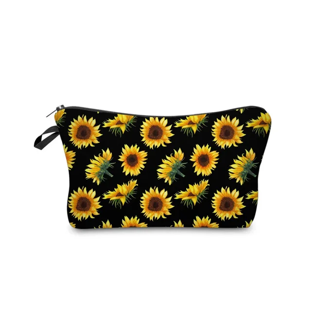 Neceser para mujer, neceser impermeable con diseño de girasol, neceser de gran capacidad, accesorio de viaje para regalo