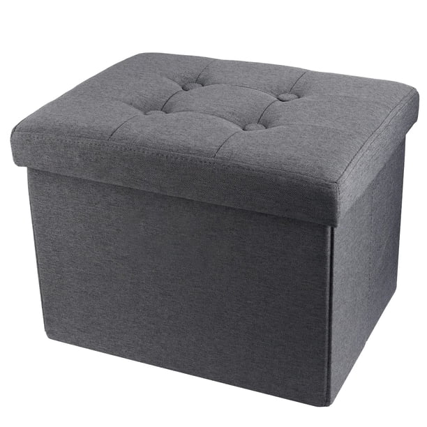 Otomana plegable ALASDO con almacenamiento, 43 x 33 x 33 cm, color gris