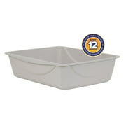 Petmate Durable Open Top Entry Easy to Clean Cat Litter Pan Plastic Cat Litter Box, Medium, Gray