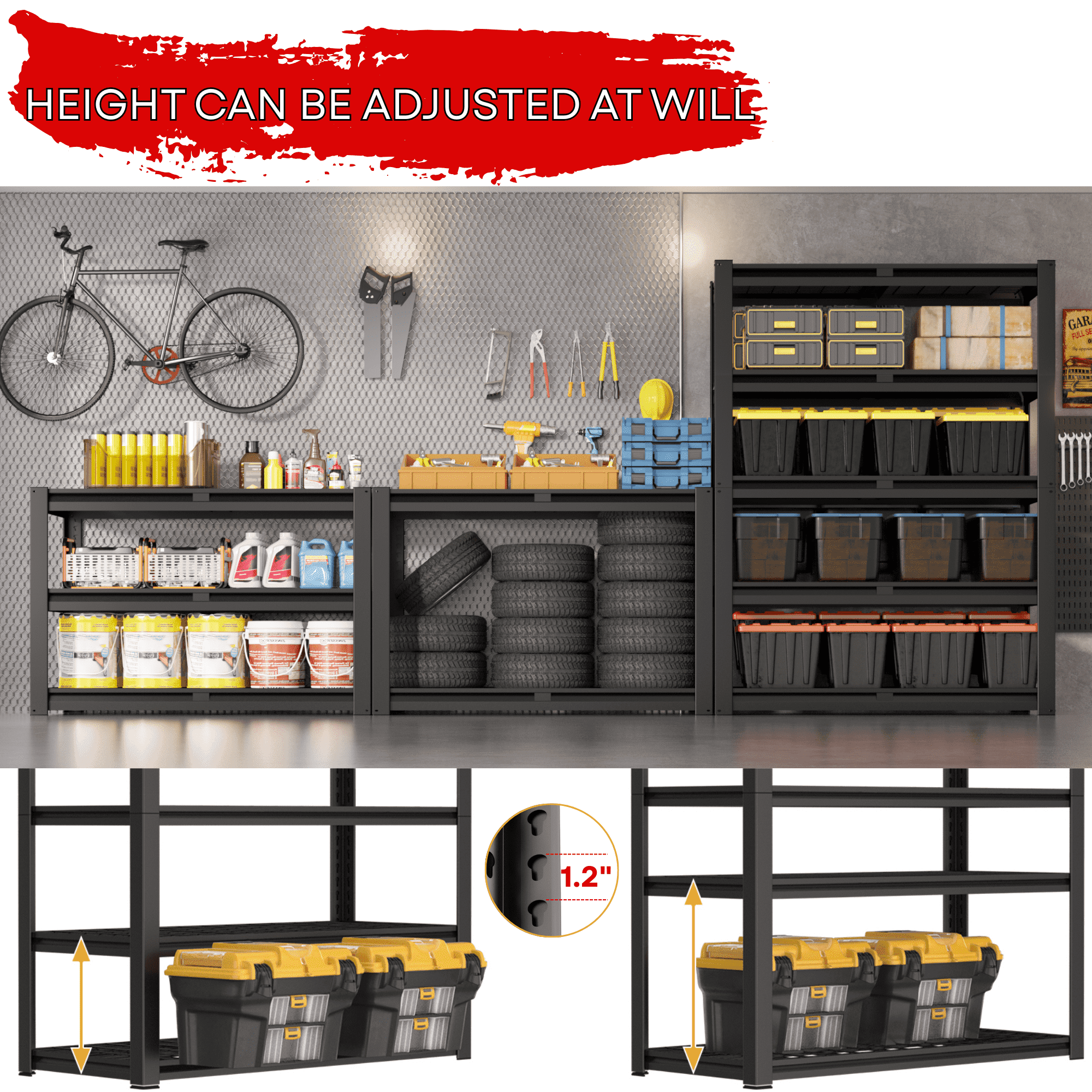 Prilinex 40"W x 20"D x 60"H Garage Shelving Unit 2200LBS Metal Storage Shelves 4 Tier Heavy Duty Storage Rack for Warehouse Pantry Kitchen, 4 Pack