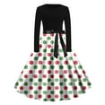 thumbnail image 3 of Mifsaly Vintage Christmas Dresses Women Long Sleeve Crewneck Elegant Cocktail Dress Xmas Holiday Party Tunic Evening Gowns 2025 Bright Snowflake Print Festival Outfits with Belt, 3 of 7