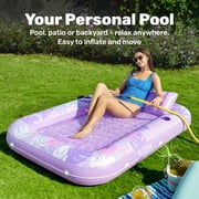 Inflatable Tanning Pool Lounger Float, 70 x 46 Large Suntan Sun Tan Tub for Adults, Tanning Chair, Bed Blow up, Raft Lounge Floatie Blue Checker