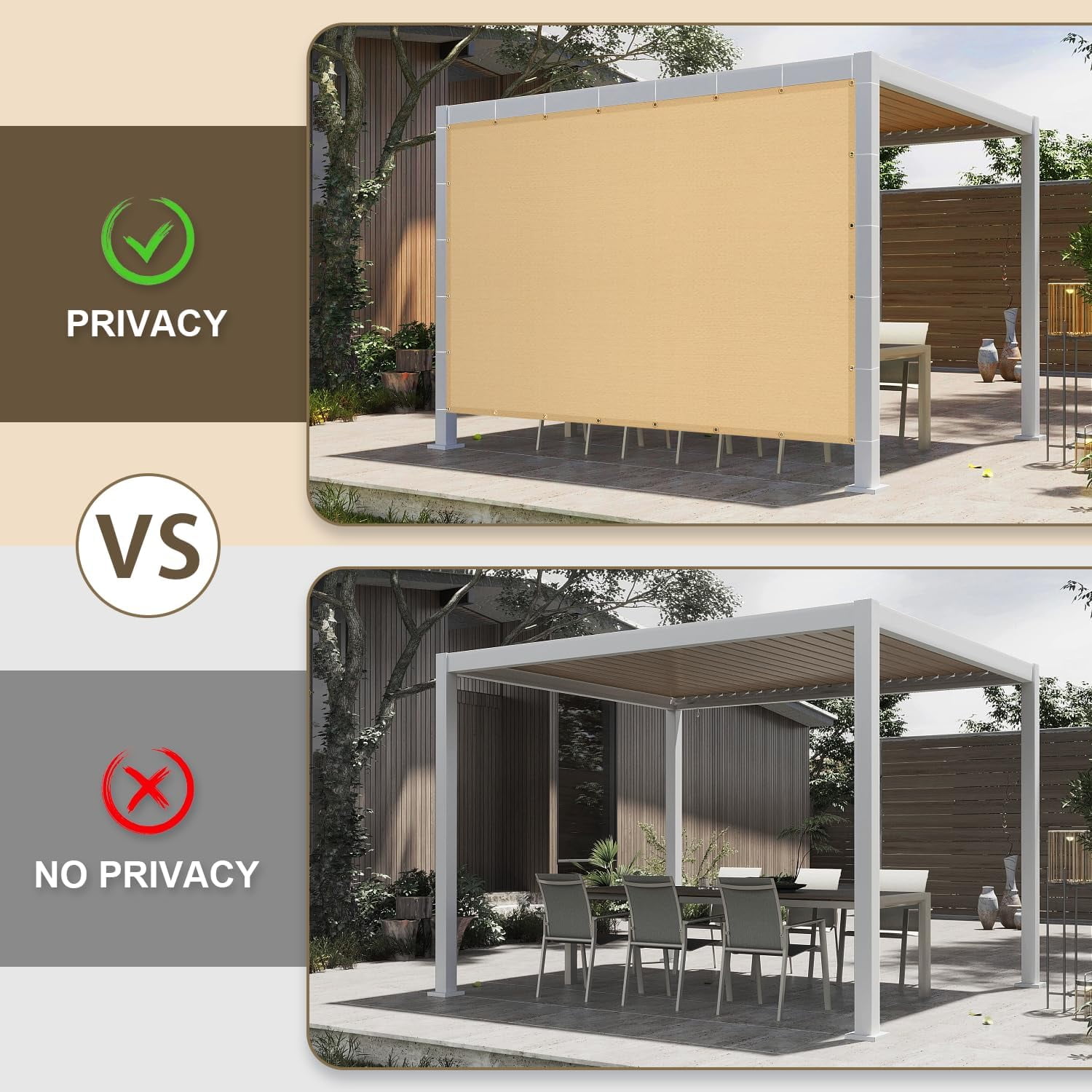 LOVE STORY Custom Size 8'x14' Sand Sun Shade Cloth with Grommets Pergola Shade Cover 95% UV Protection for Outdoor