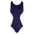 thumbnail image 4 of idosla Women Athletic One Piece Swimsuits Sporty Racerback Bathing Suits Full Coverage Modest Swimwear (Navy, XXL), 4 of 8