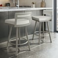 thumbnail image 3 of Amisco Travis 26 In. Swivel Counter Stool - Pale Grey Beige Polyester / Grey Metal, 3 of 6