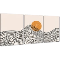 Boho Wall Art Paintings Abstract Sun Boho Framed Canvas Prints Boho Wall Decor Set of 3 Mid Century Modern Wall Art Bedroom Decor Minimalist Wall Paintings for Home Decor Ready to Hang-36 Wx16 H