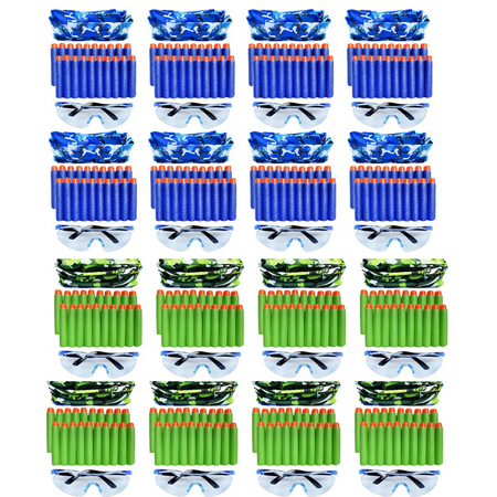 Wishery Nerf Party Supplies Favors Compatible with Nerf Guns 16 Kids Birthday Party Accessories Pack Darts Face Masks Tactical Safety Glasses