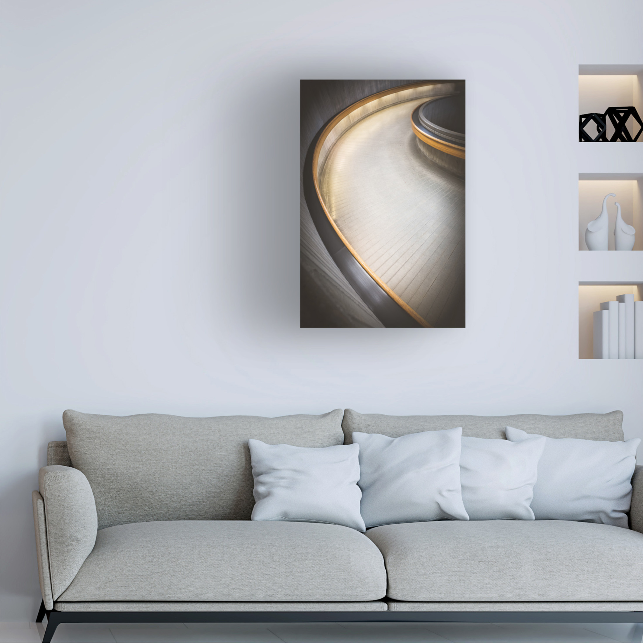 Canvas Wall Art - Richard Huang 'Staircase At Ottawa Train Station' Wall Art for Living Room, Bedroom, or Office D?cor by Trademark Fine Art - 30 x 47 Inches
