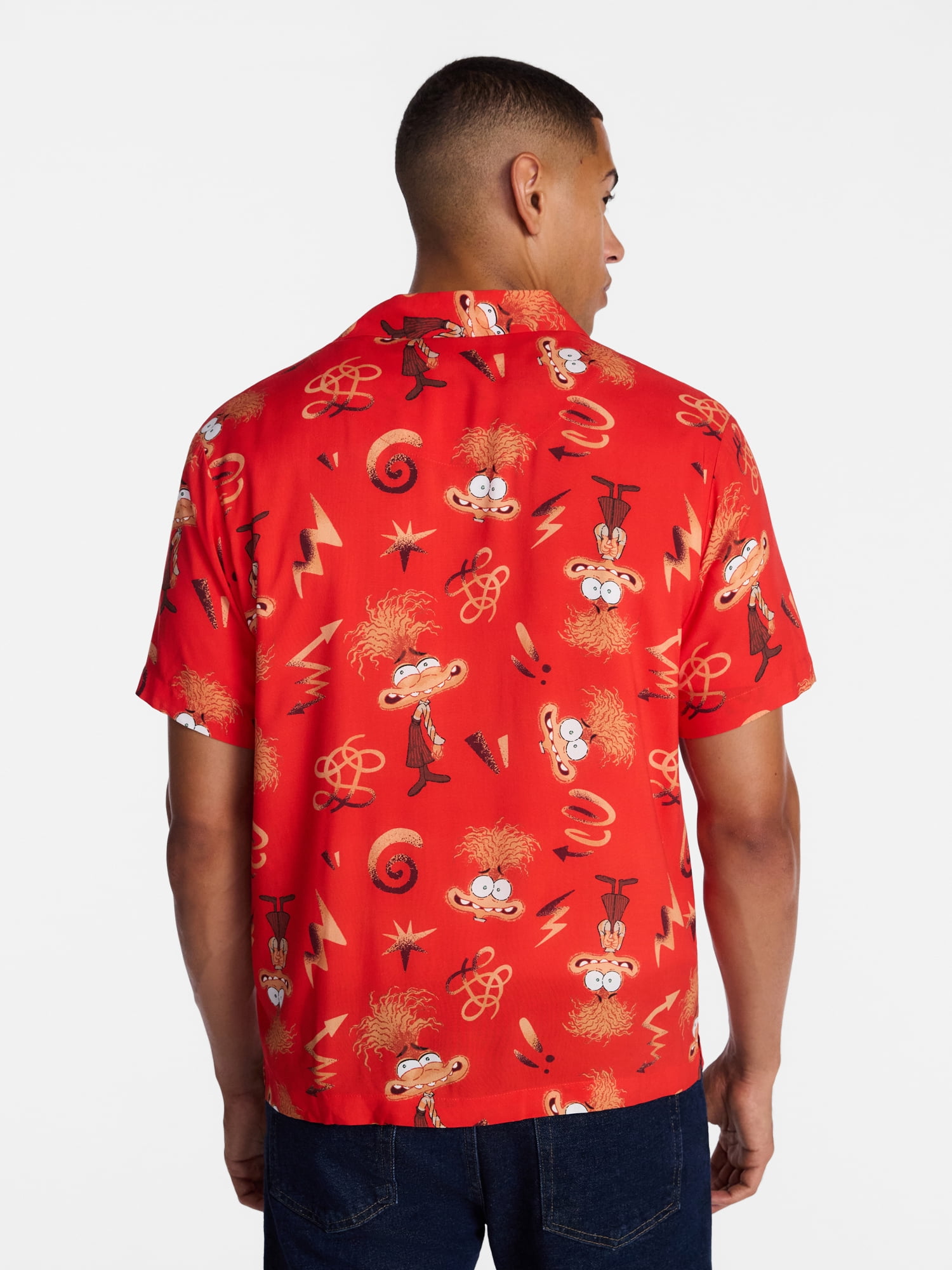 Inside Out Men's and Big Men's Graphic Button Up Shirt with Short Sleeves, Sizes S-4XL