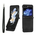 thumbnail image 3 of Wallet Case Designed for Samsung Galaxy Z Flip 6 5G, Premium PU Leather Classic for Men Women Card Slot Wrist Strap Shockproof Phone Cover for Samsung Galaxy Z Flip 6, Black, 3 of 8