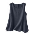 thumbnail image 7 of IUYRTFE Women Round Neck Sleeveless Tank Top with Side Slits Loose Fit Casual Summer Blouse, 7 of 7
